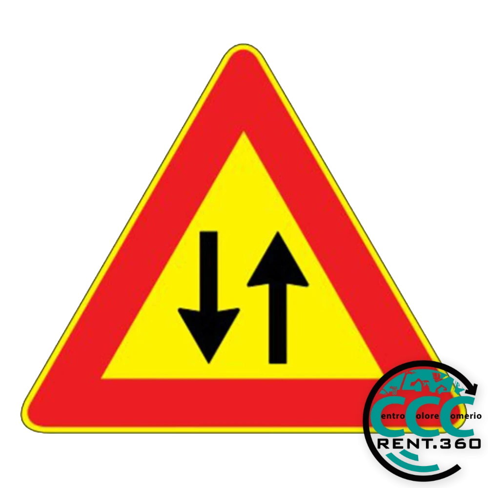 Cartello Stradale Trasportabile Pericolo Doppiosenso Cantieri